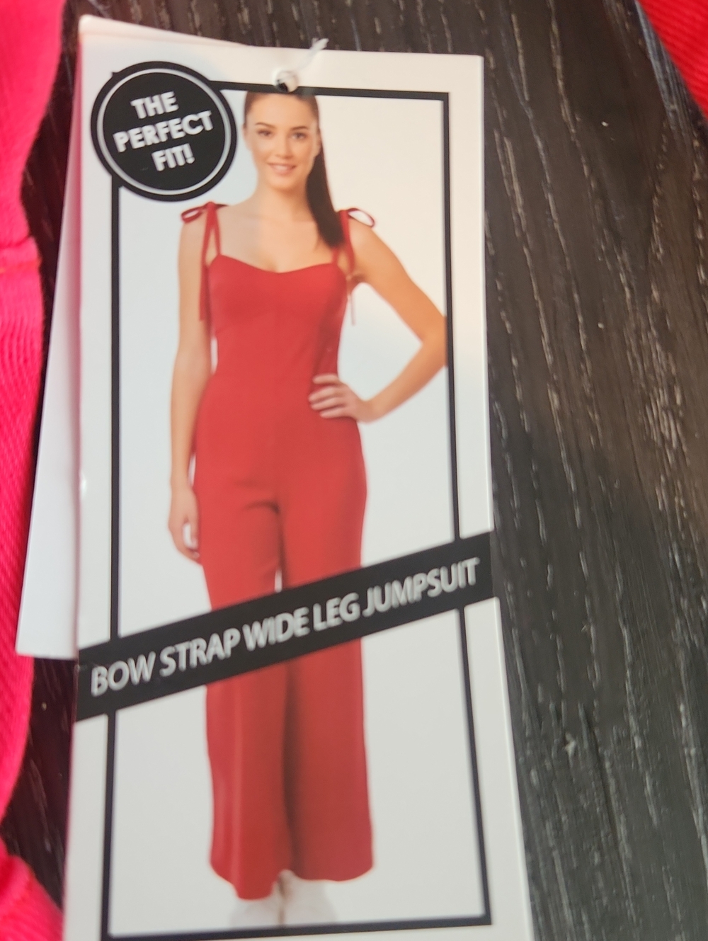 Red Wide-Leg Denim Jumpsuit in Red Small